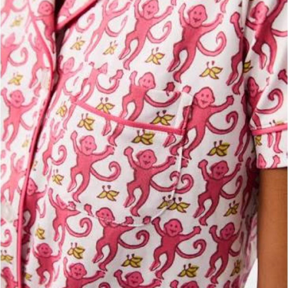 Roller Rabbit Pink Monkey Print Pajama Top